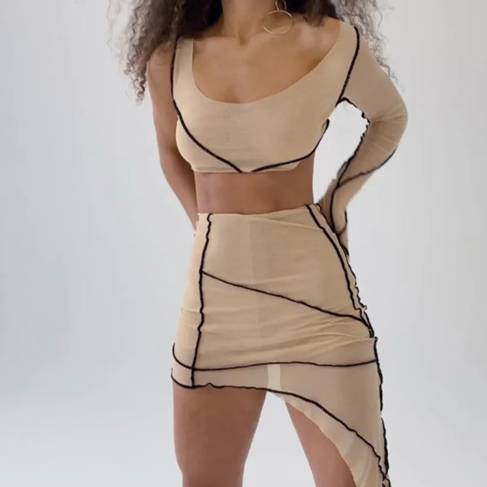 Stylish Tan Skirt Set